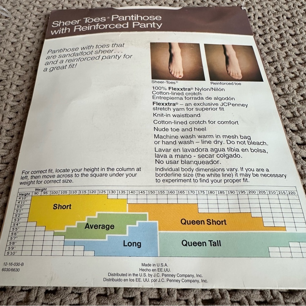 Vintage NEW JCPenney Sheer Toes Reinforced Pantyhose Shell & Sea Spa Sz Average - Picture 6 of 7